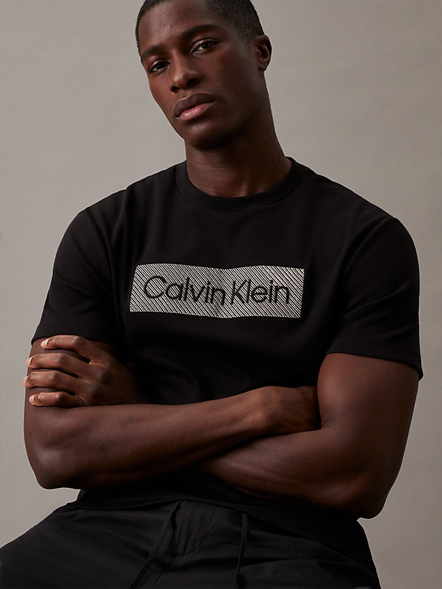 t-shirt con logo black da uomini calvin klein