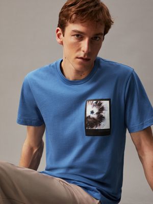 delta blue flower graphic t-shirt for men calvin klein