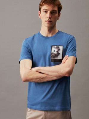 blue flower graphic t-shirt for men calvin klein