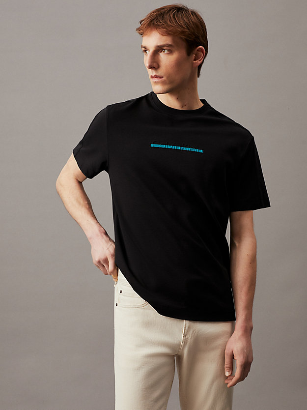 t-shirt en coton avec logo ck black pour hommes calvin klein