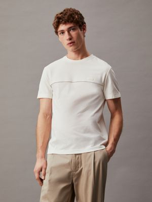 egret textured piping t-shirt for men calvin klein