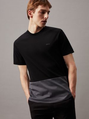black t-shirt im blockfarben-design für herren - calvin klein