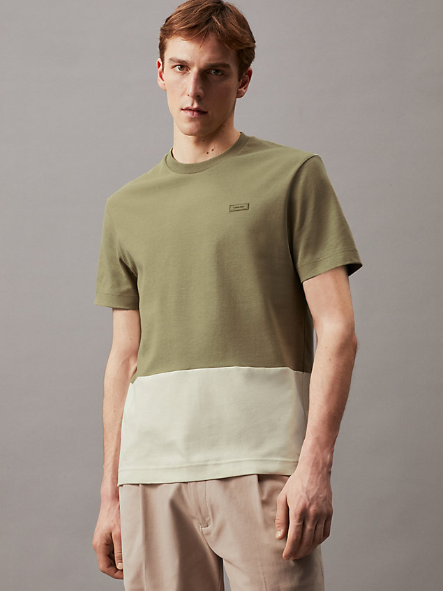t-shirt colour-block green da uomini calvin klein