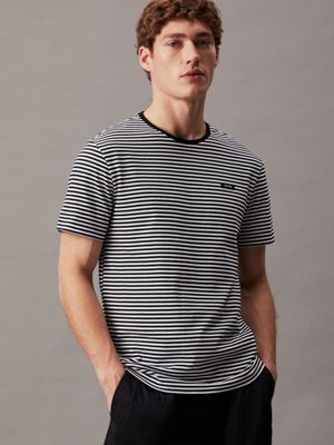 Men's Calvin Klein Raised Striped Logo T-Shirt In Black