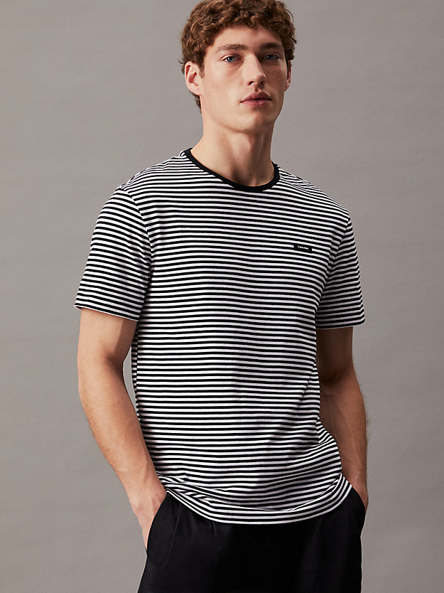 black / white stripes cotton striped t-shirt for men calvin klein