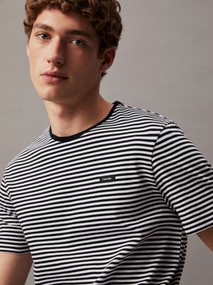 Men's Calvin Klein Raised Striped Logo T-Shirt In White