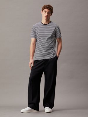 Men's Calvin Klein Raised Striped Logo T-Shirt In Black 