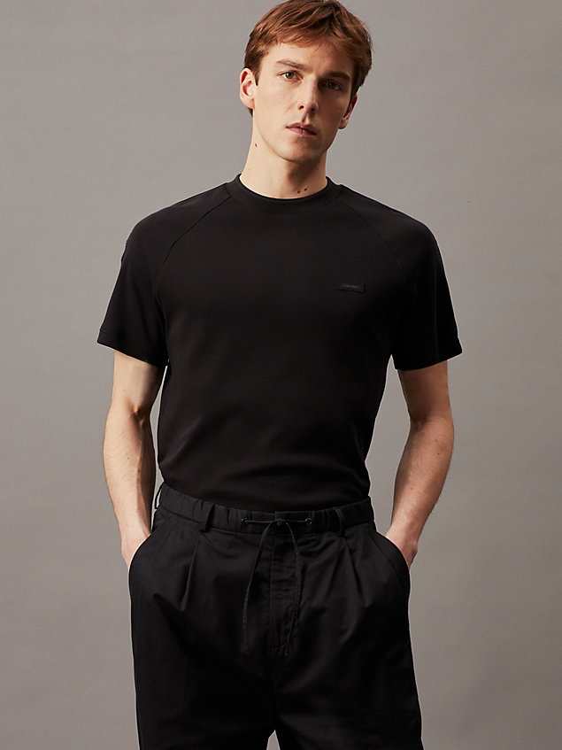 black raglan sleeve logo t-shirt for men calvin klein