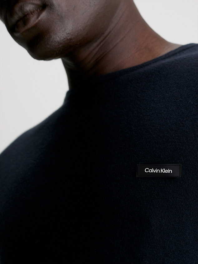 maglione in cotone modal black da uomo calvin klein