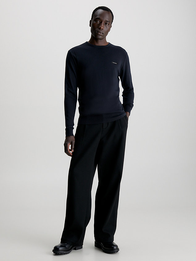 black sweter z bawełny i modalu dla mężczyźni - calvin klein
