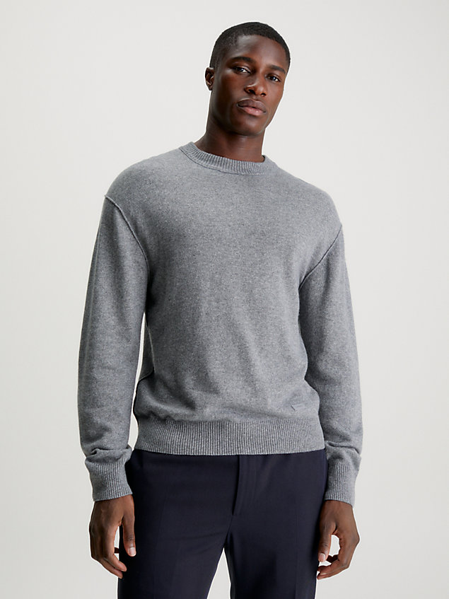 grey wool cashmere blend jumper for men calvin klein