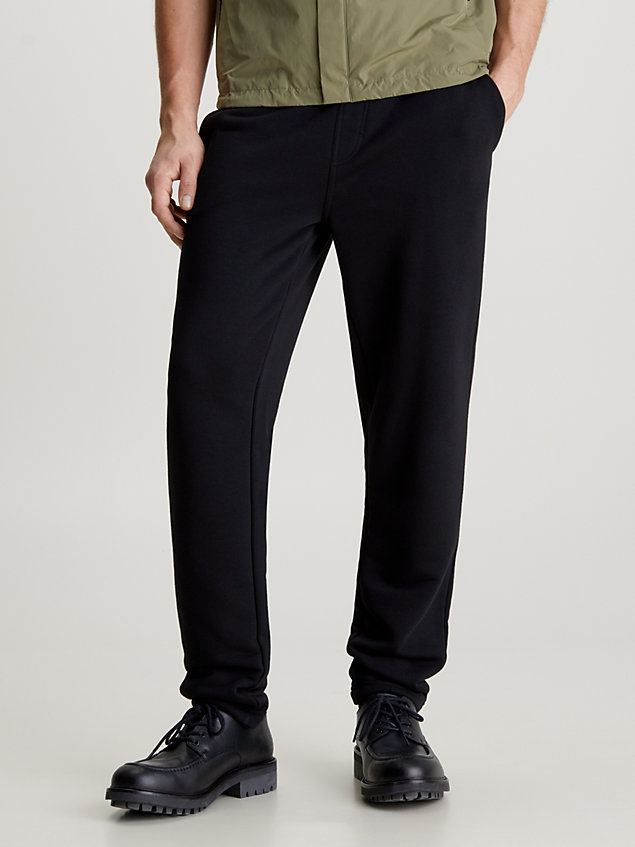 black skrócone polarowe spodnie dresowe dla mężczyźni - calvin klein