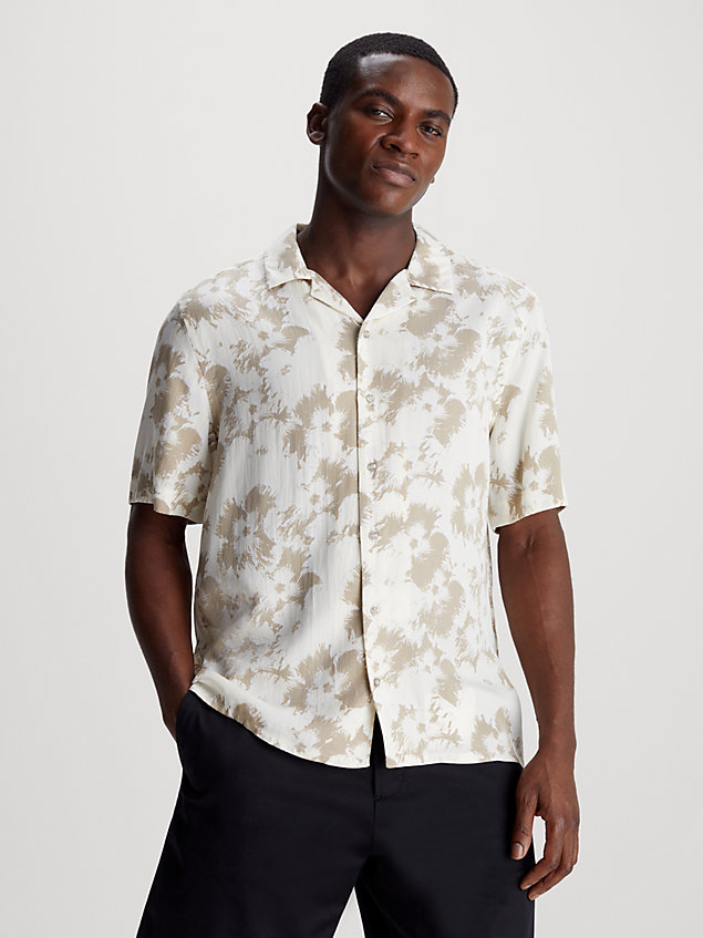 camisa con estampado floral beige de hombres calvin klein
