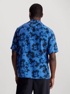 delta blue / night sky flowers floral print shirt for men calvin klein