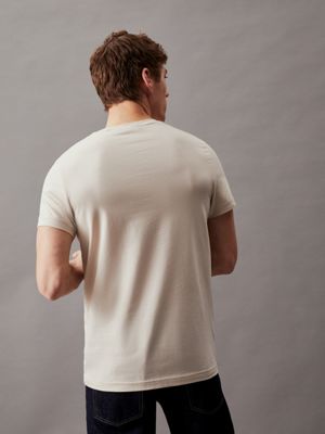 stony beige slim stretch t-shirt for men calvin klein