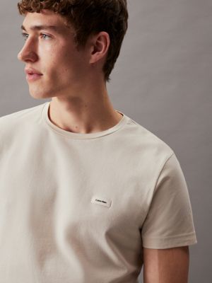 stony beige slim stretch t-shirt for men calvin klein