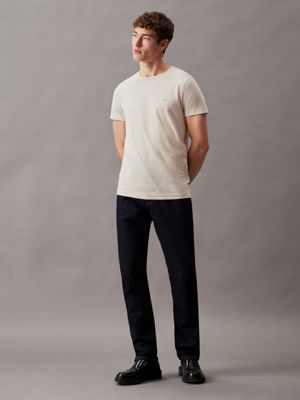 stony beige slim stretch t-shirt for men calvin klein