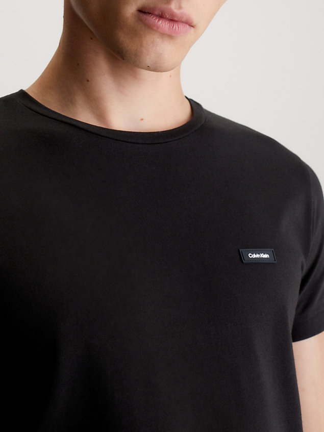 black wąski t-shirt z bawełny ze streczem dla mężczyźni - calvin klein