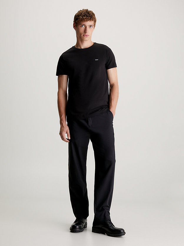 t-shirt in cotone elasticizzato vestibilità slim ck black da uomo calvin klein