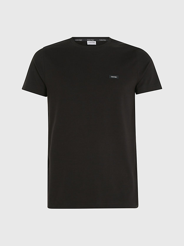 t-shirt in cotone elasticizzato vestibilità slim ck black da uomo calvin klein