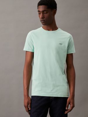 green slim stretch t-shirt for men calvin klein