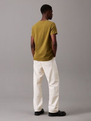 green slim fit t-shirt voor heren - calvin klein