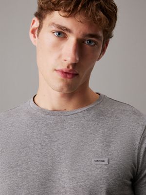 mid grey heather slim stretch t-shirt for men calvin klein