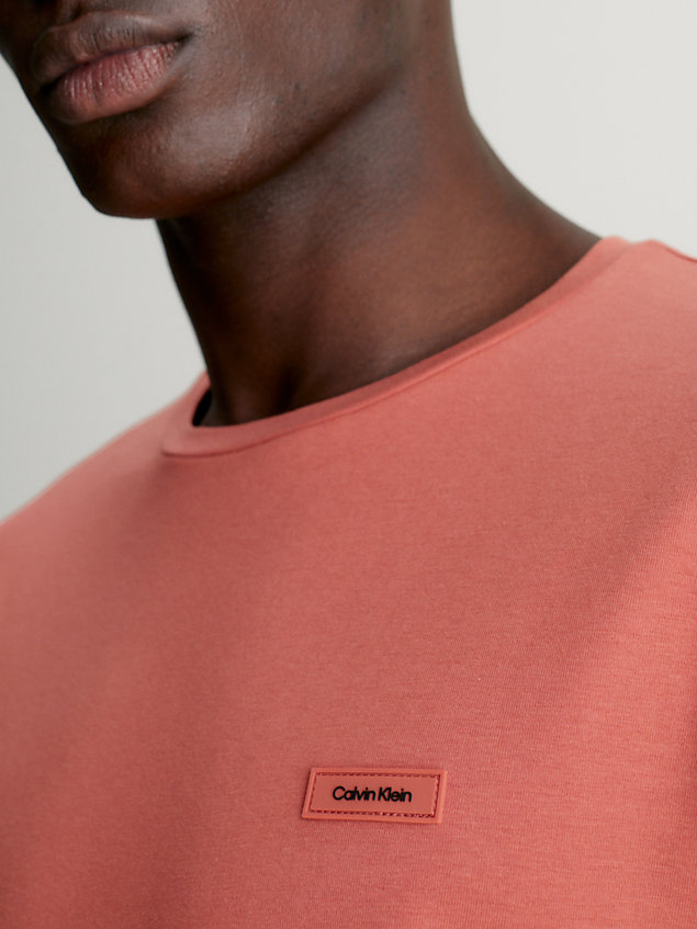 orange slim cotton stretch t-shirt for men calvin klein
