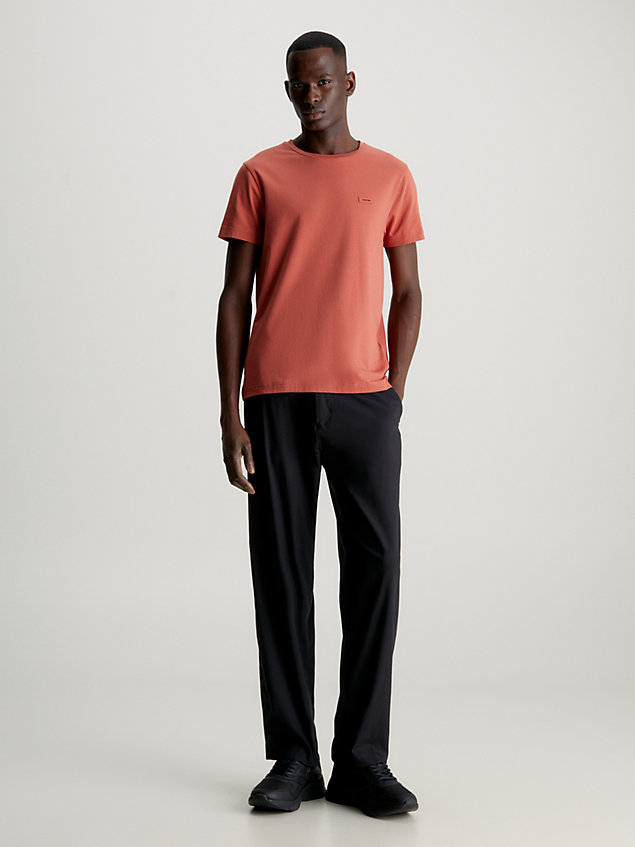 t-shirt in cotone elasticizzato vestibilità slim orange da uomo calvin klein