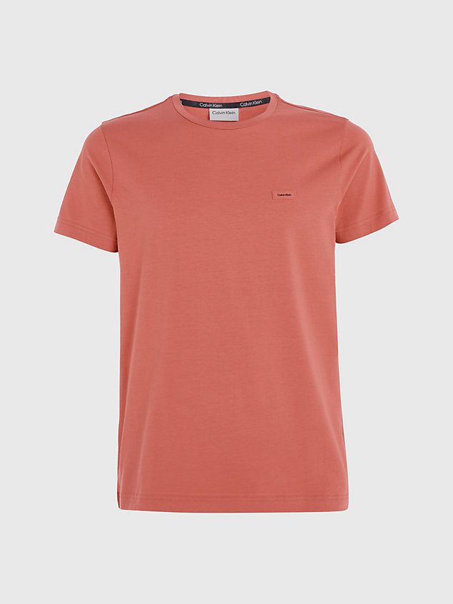 orange wąski t-shirt z bawełny ze streczem dla mężczyźni - calvin klein