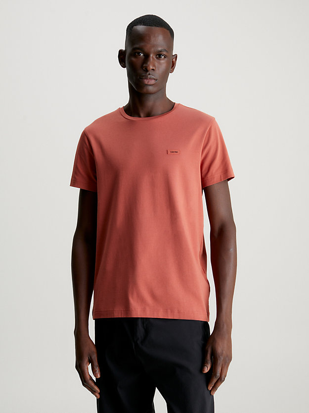 t-shirt in cotone elasticizzato vestibilità slim copper sun da uomo calvin klein