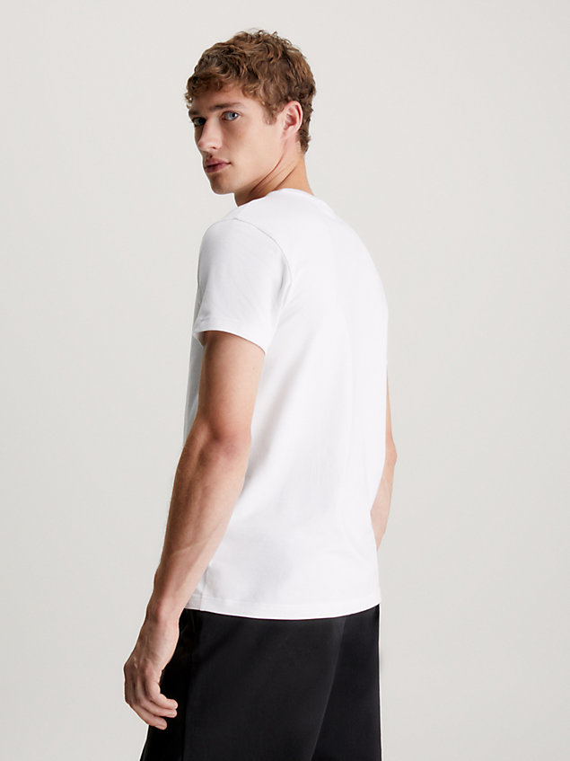 t-shirt in cotone elasticizzato vestibilità slim white da uomo calvin klein