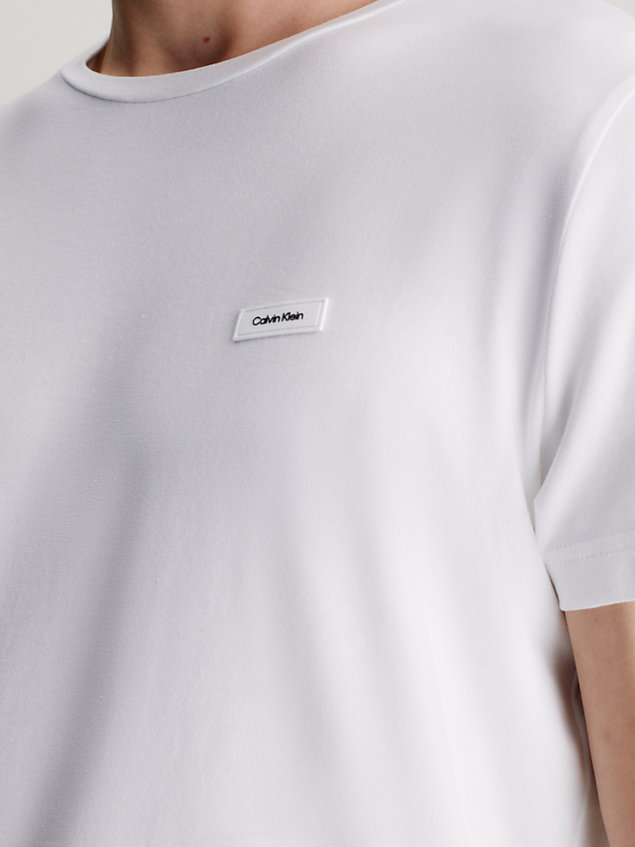white wąski t-shirt z bawełny ze streczem dla mężczyźni - calvin klein