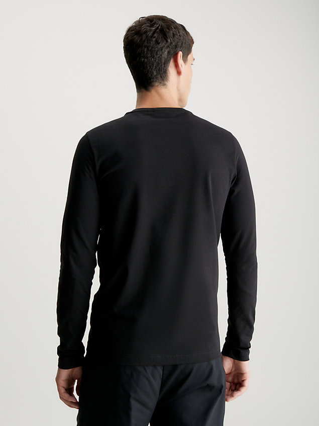 black wąski t-shirt z długim rękawem ze stretchem dla mężczyźni - calvin klein