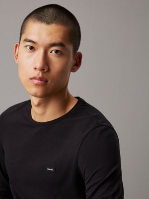 Calvin Klein Slim Ribbed Long Sleeve T-Shirt - XXS - Black - Men