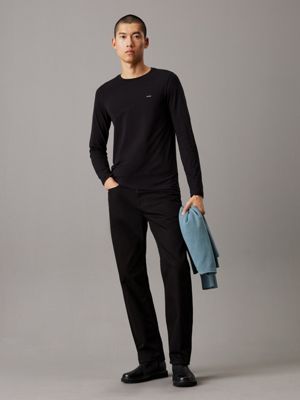 t-shirt slim a maniche lunghe ck black da uomini calvin klein