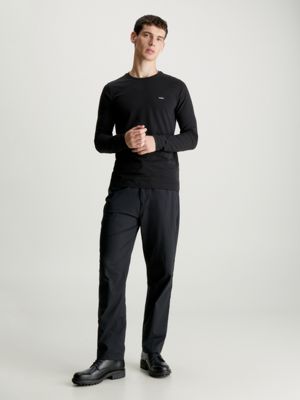 ck black slim long sleeve t-shirt for men calvin klein