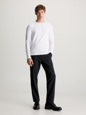 bright white slim long sleeve t-shirt for men calvin klein