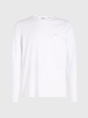 bright white slim long sleeve t-shirt for men calvin klein