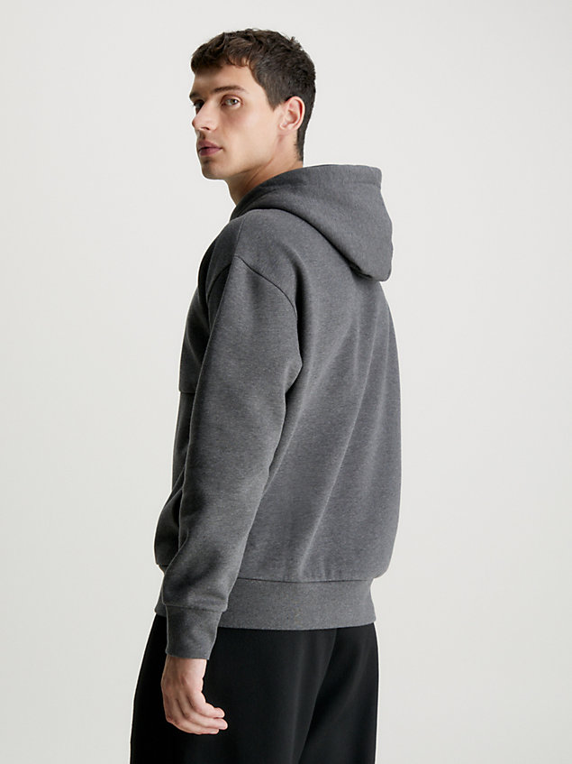 grey hoodie met geborduurd logo voor heren - calvin klein