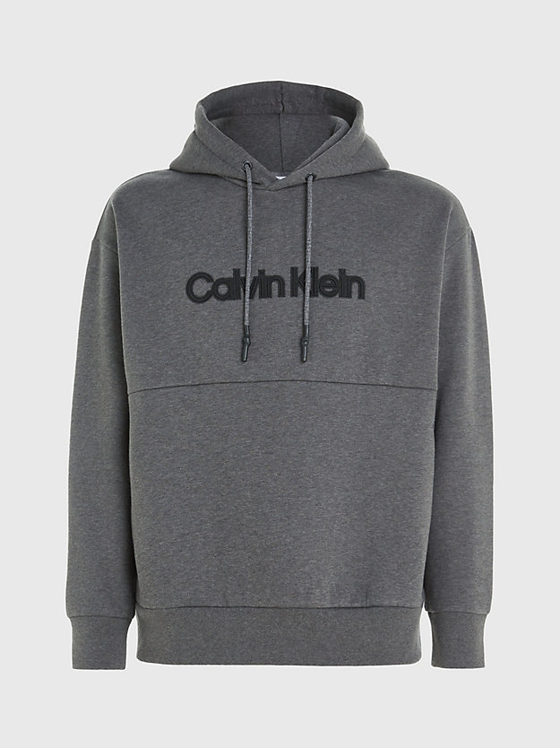 dark grey heather embroidered logo hoodie for men calvin klein