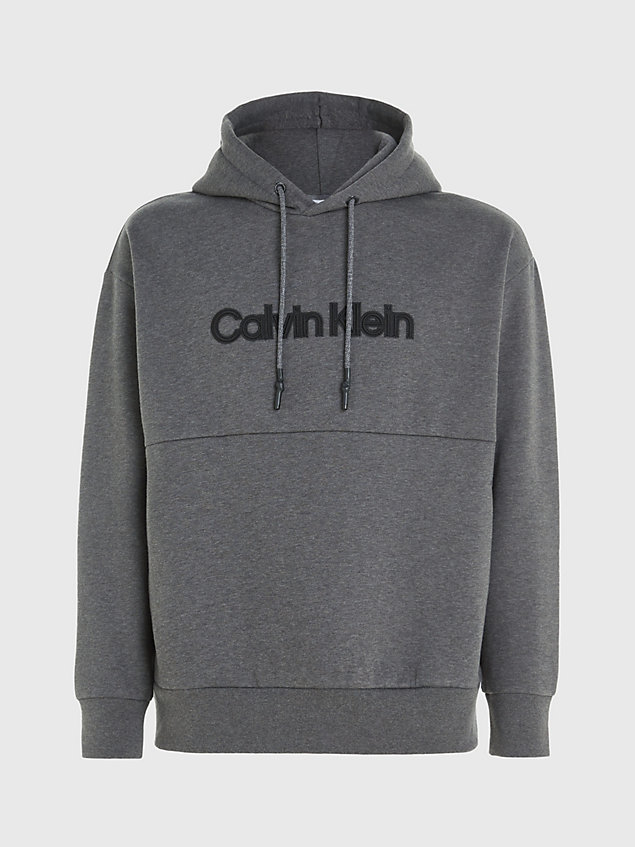 grey embroidered logo hoodie for men calvin klein