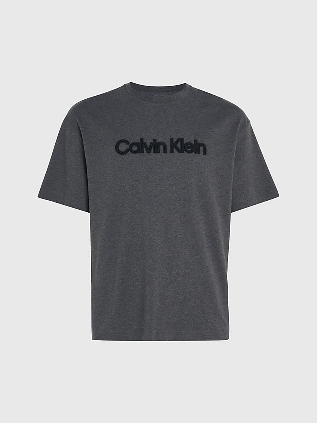 grey t-shirt met geborduurd logo voor heren - calvin klein