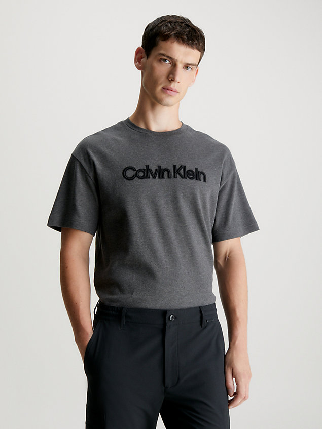camiseta con logo bordado grey de hombre calvin klein