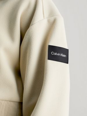 green hoodie mit reißverschluss aus gebondetem fleece für herren - calvin klein