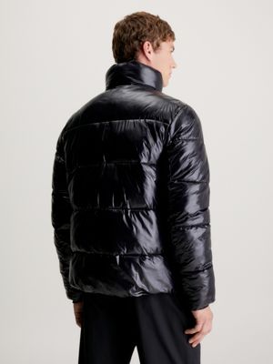 High Shine Puffer Jacket in Black