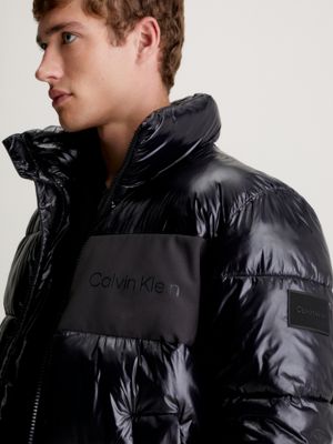 High Shine Puffer Jacket in Black