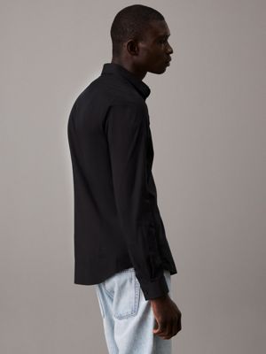 black extra slim poplin dress shirt for men calvin klein