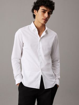 white extra slim poplin dress shirt for men calvin klein