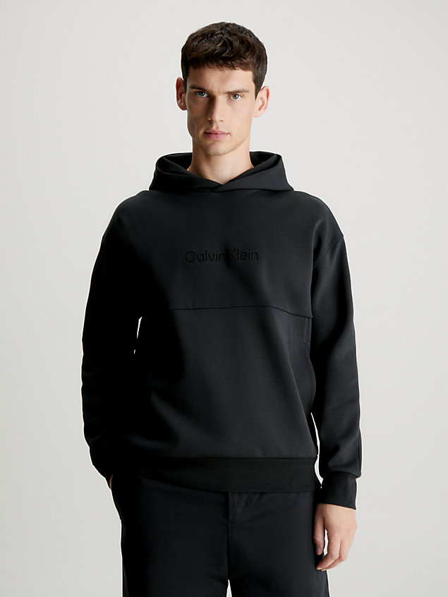 black debossed logo hoodie for men calvin klein